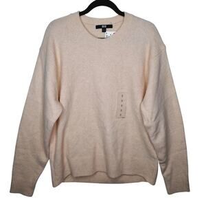 Uniqlo Women's Souffle Yarn Crewneck Sweater Small Pink Wool Blend Cozy Relaxed
